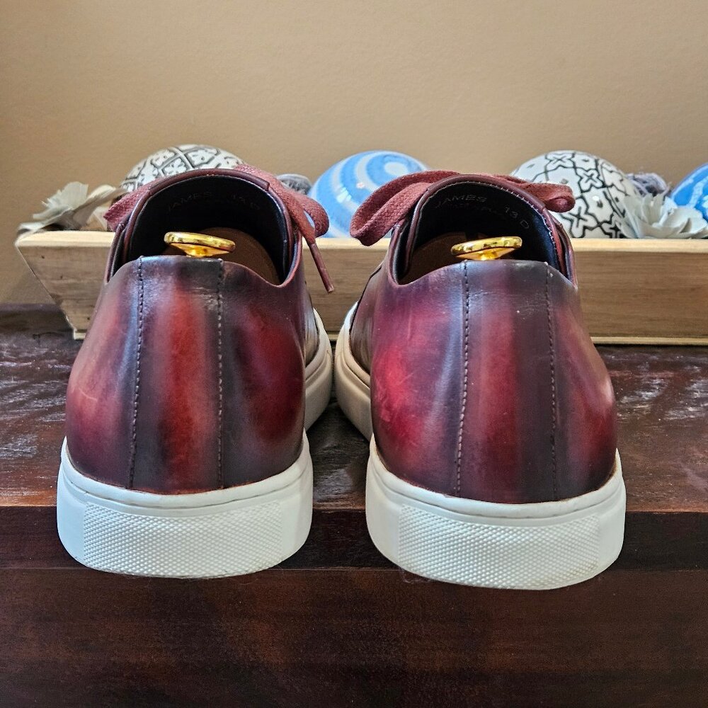 Studio Belvedere Men's 'James' Leather Sneakers, Brownish-Red, Sz 13 - Picture 5 of 16